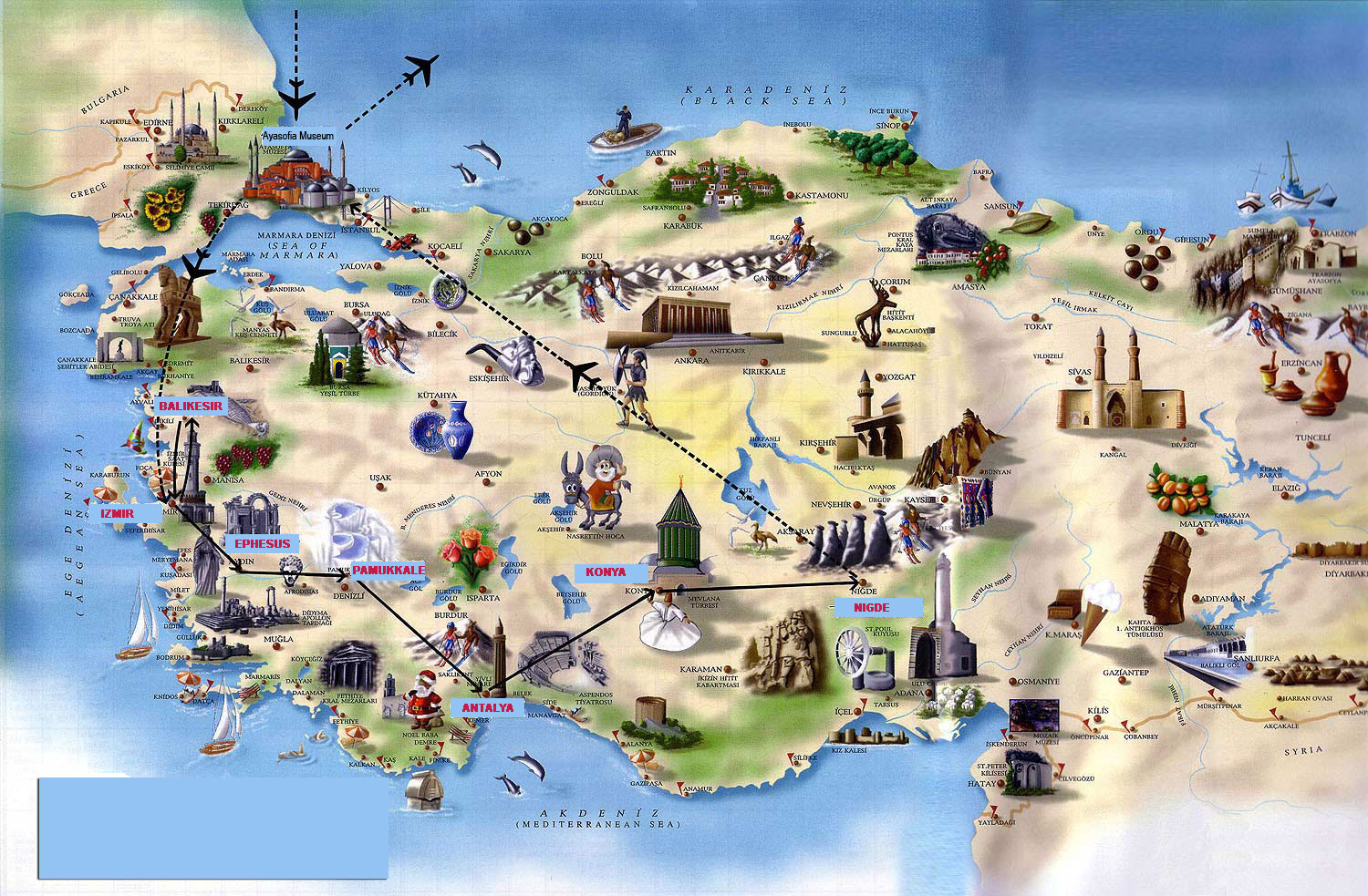Turcia harta turistica