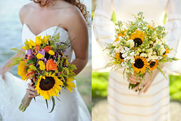 buchet de nunta cu floarea soarelui