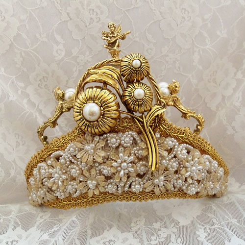 coronita mireasa din aur tip regina