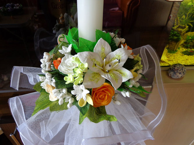 Lumanari de nunta cu flori artificiale