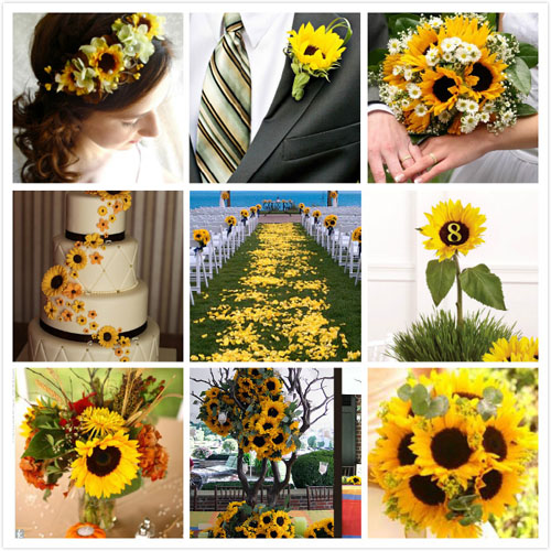 nunta cu aranjamente de floarea soarelui